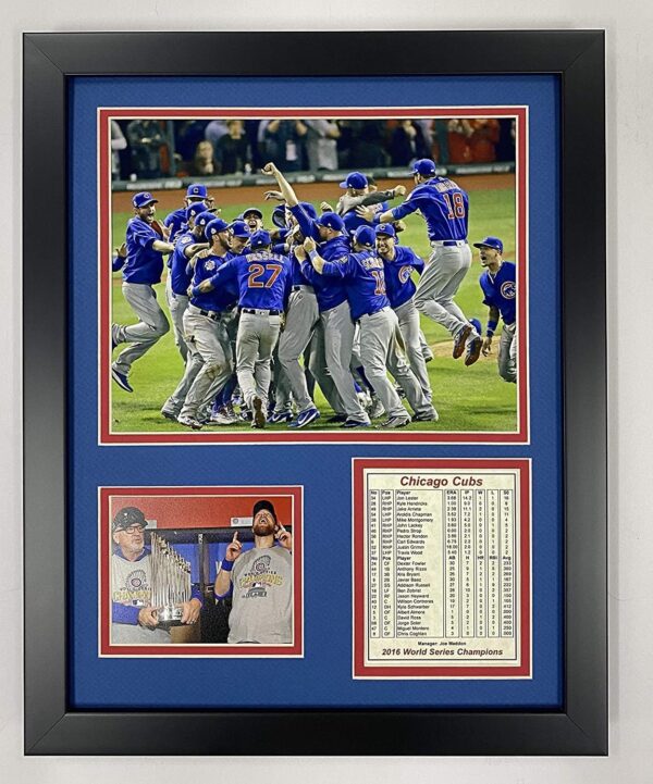 Legends Never Die Chicago Cubs 2016 World Series Champs Celebration Collectible | Framed Photo Collage Wall Art Decor - 12"x15", Model: 11400U