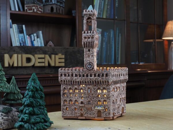 Ceramic Art Tealight Candle Holder Room Decoration Handcrafted Collectible Miniature Light House Palazzo Vecchio in Florence, Italy D389N - Image 2