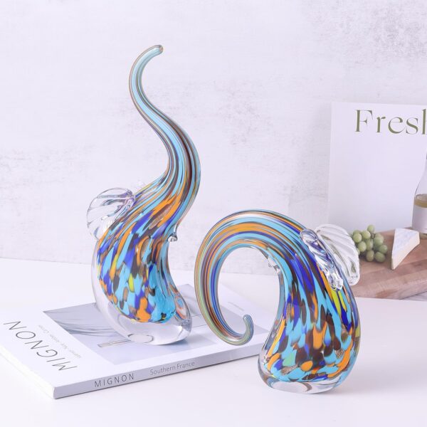 suruim Hand Blown Glass Elephant Figurines Crystal Glass Art Elephants Statue Home Decor Glass Ornament Animal Collectible (Green) - Image 8