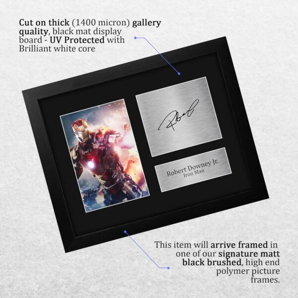 HWC Trading Robert Downey Jr USL Framed Signed Printed Autograph Iron Man The Avengers Print Photo Picture Display - Great Gift Idea - US Letter Size - Image 3