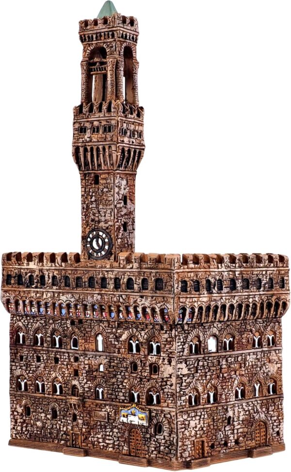 Ceramic Art Tealight Candle Holder Room Decoration Handcrafted Collectible Miniature Light House Palazzo Vecchio in Florence, Italy D389N - Image 6