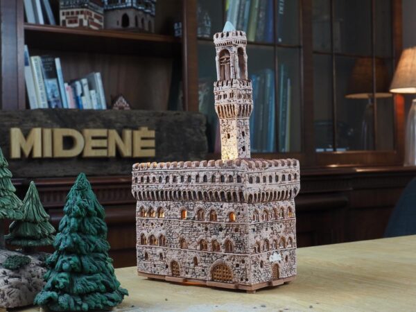 Ceramic Art Tealight Candle Holder Room Decoration Handcrafted Collectible Miniature Light House Palazzo Vecchio in Florence, Italy D389N - Image 3