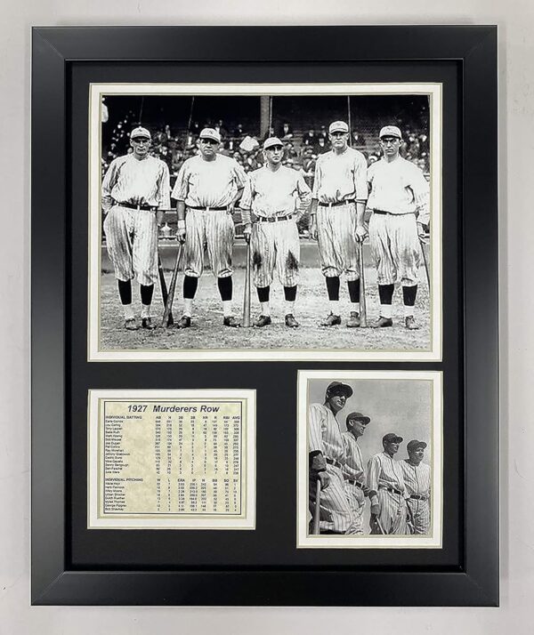 New York Yankees 1927 Murderer's Row Lineup Collectible | Framed Photo Collage Wall Art Decor - 12"x15" | Legends Never Die