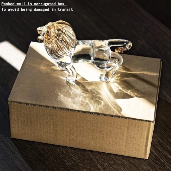 YU FENG 5.5inch Crystal Lion Figurine Collectible,Blown Painted Glass Art Wildlife Animal Sculpture Ornament Handmade Crystal Paperweight Decor Gifts,Clear - Image 5