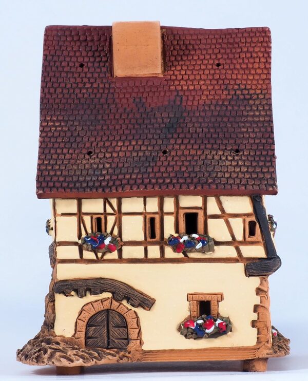 Ceramic Art Tealight Candle Holder Room Decoration Handcrafted Collectible Miniature Light House Timbeed House in Kaysersberg, Alsace, France B273AR - Image 7