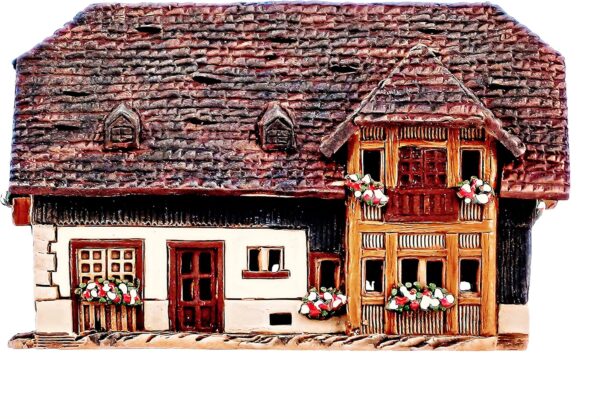 Ceramic Art Tealight Candle Holder Room Decoration Handcrafted Collectible Miniature Aroma Light House Hofgut Sternen House in Black Forest, Germany C320 - Image 6