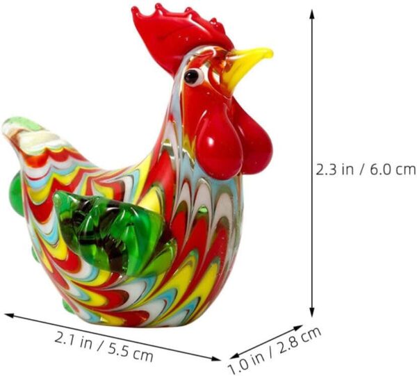 Abaodam Glass Rooster Chicken Figurine Hand Blown Art Glass Rooster Animal Statues Collectible Lass Farm Animals Figurines Unique Gift Home Decor Ornaments, 6.00X5.50X2.80CM, 344519VQM1K5QMNW8 - Image 3