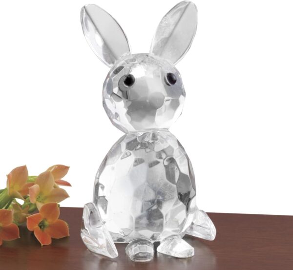 Faceted Crystal Bunny Figurine, Sparkling Cut Glass Rabbit Ornament Collectible, Cute Animal Statue Figurine, Home Décor