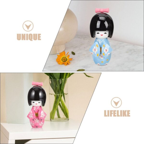 STOBAZA Japanese Wood Kimonos Doll: 2pcs Asian Geisha Doll Kimono Girl Statues Cute Asian Dolls Japanese Art Collectible Figurines for Home Office Bedroom Decorations - Image 9