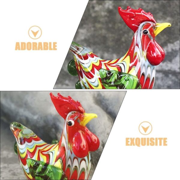 Abaodam Glass Rooster Chicken Figurine Hand Blown Art Glass Rooster Animal Statues Collectible Lass Farm Animals Figurines Unique Gift Home Decor Ornaments, 6.00X5.50X2.80CM, 344519VQM1K5QMNW8 - Image 8
