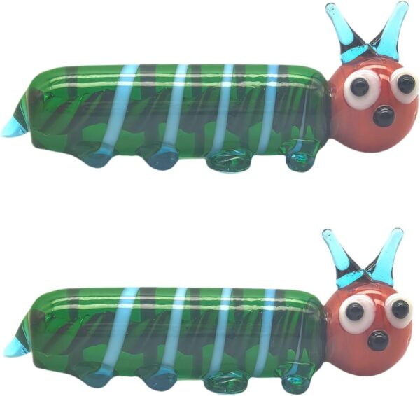 Hand Blown Glass Caterpillar Figurines, Blown Glass Art Animal Figurine for Collectible, Home Office Desk Tabletop Decorations, Set of 2