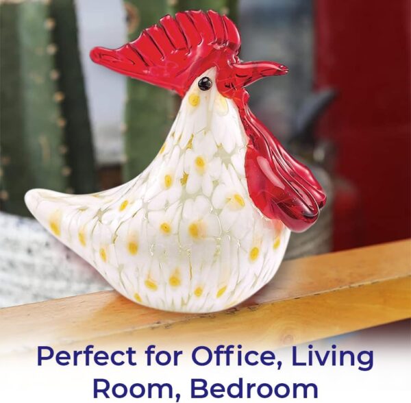 SAGEFINDS Art Glass Rooster | Decorative Tabletop Collectible | Miniature Handblown Glass Chicken Figurine | Home Décor Sculpture Statue | Blue - Image 4