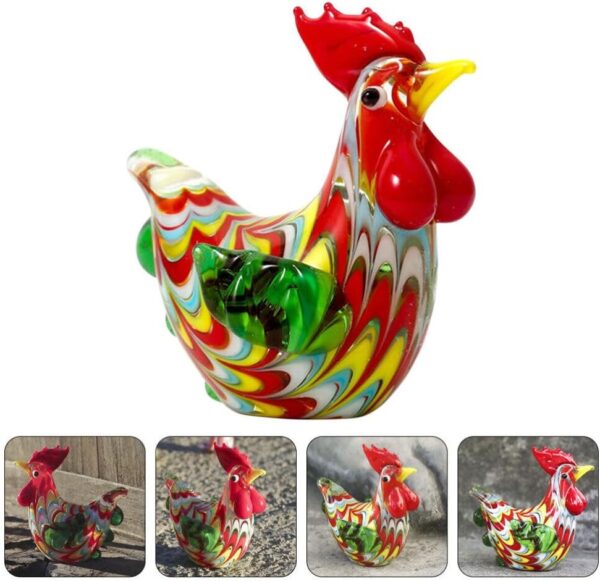 Abaodam Glass Rooster Chicken Figurine Hand Blown Art Glass Rooster Animal Statues Collectible Lass Farm Animals Figurines Unique Gift Home Decor Ornaments, 6.00X5.50X2.80CM, 344519VQM1K5QMNW8 - Image 9