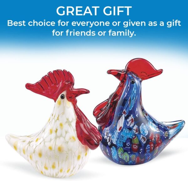 SAGEFINDS Art Glass Rooster | Decorative Tabletop Collectible | Miniature Handblown Glass Chicken Figurine | Home Décor Sculpture Statue | Blue - Image 6