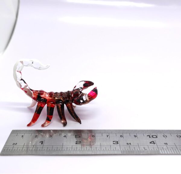 Scorpion Miniature Figurines Animals Hand Painted Blown Glass Art Collectible Gift Decorate (Red White) - Image 2