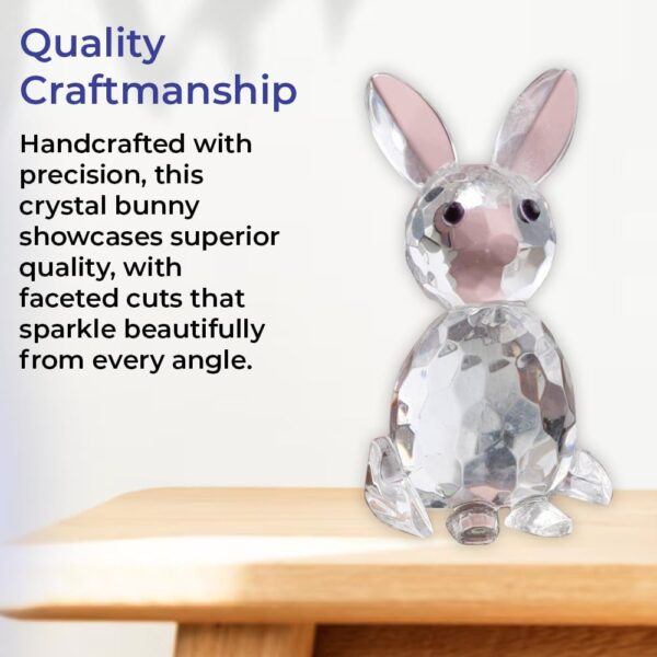 Faceted Crystal Bunny Figurine, Sparkling Cut Glass Rabbit Ornament Collectible, Cute Animal Statue Figurine, Home Décor - Image 5