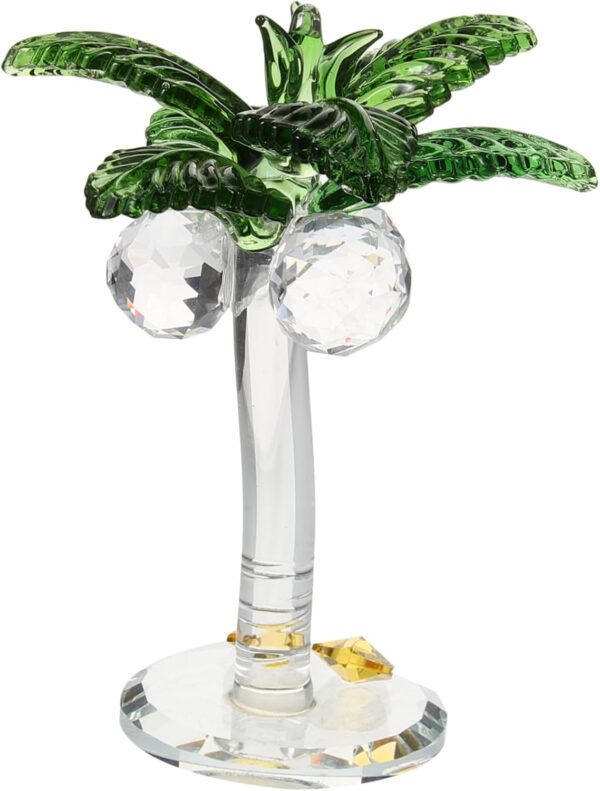 Crystal Coconuts Tree Ornament Delicate Crystal Decor for Home Office or Event Elegant Artificial Coconuts Tree Figurine Unique Collectible Artwork for Tropical Theme Decor
