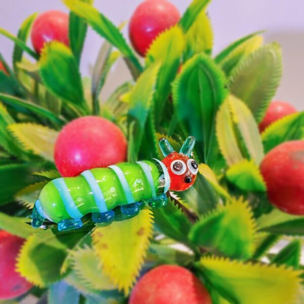 Hand Blown Glass Caterpillar Figurines, Blown Glass Art Animal Figurine for Collectible, Home Office Desk Tabletop Decorations, Set of 2 - Image 4