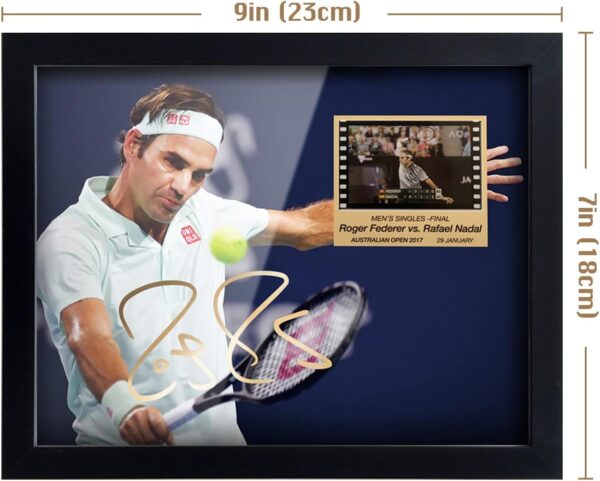 ORIMAMI Tennis Player Gifts | Signed Roger Federer Wooden Framed Photo Art Decor with Film Display | Cool Collectible Gift for Tennis Fans - 8"x6" - Image 5