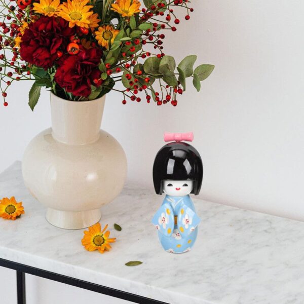 STOBAZA Japanese Wood Kimonos Doll: 2pcs Asian Geisha Doll Kimono Girl Statues Cute Asian Dolls Japanese Art Collectible Figurines for Home Office Bedroom Decorations - Image 4