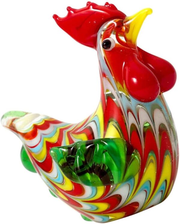 Abaodam Glass Rooster Chicken Figurine Hand Blown Art Glass Rooster Animal Statues Collectible Lass Farm Animals Figurines Unique Gift Home Decor Ornaments, 6.00X5.50X2.80CM, 344519VQM1K5QMNW8