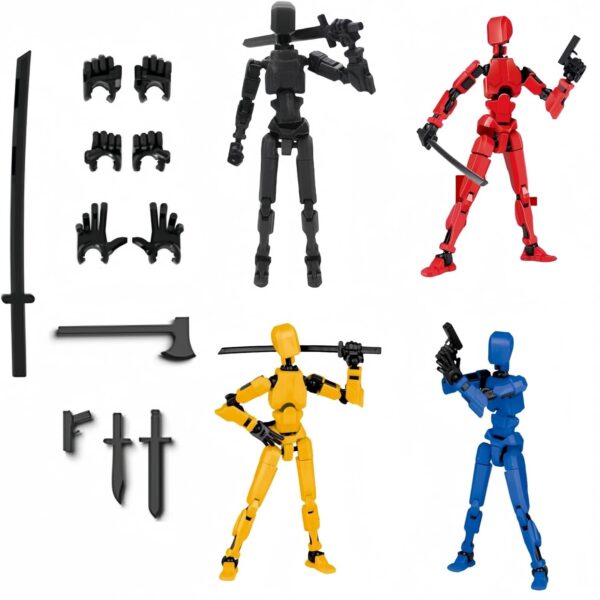T13 Action Figure Set (4pcs) - Black, Red, Yellow, Blue - Exquisite Handcrafted Art Masterpiece, Unique Design, Must-Have Collectible & Shelf Decor for Fashion