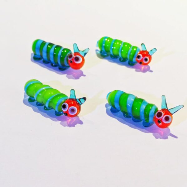 Hand Blown Glass Caterpillar Figurines, Blown Glass Art Animal Figurine for Collectible, Home Office Desk Tabletop Decorations, Set of 2 - Image 5