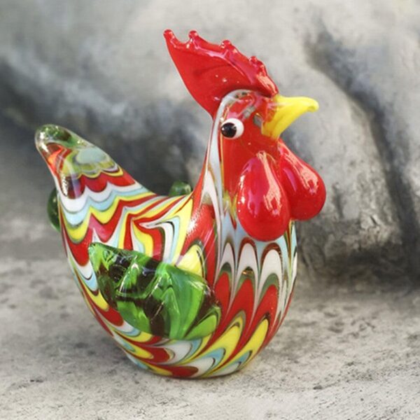 Abaodam Glass Rooster Chicken Figurine Hand Blown Art Glass Rooster Animal Statues Collectible Lass Farm Animals Figurines Unique Gift Home Decor Ornaments, 6.00X5.50X2.80CM, 344519VQM1K5QMNW8 - Image 2