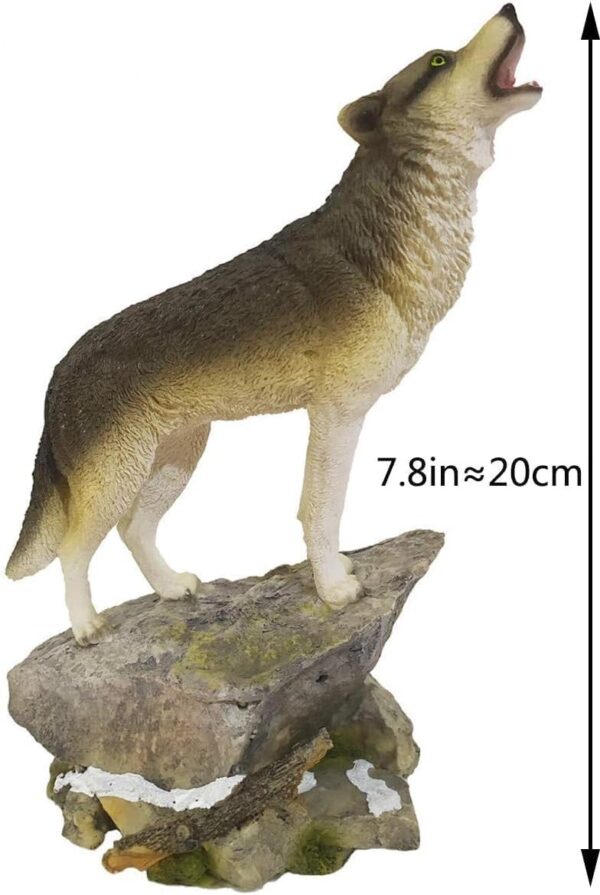 Howling Wolf Figurine on a Rock Grey Wolf Figure for Lodge and Rustic Cabin Decor Statues and Figurines, Wolf Sculpture or Timberwolves Collectible Art Gifts - Image 3