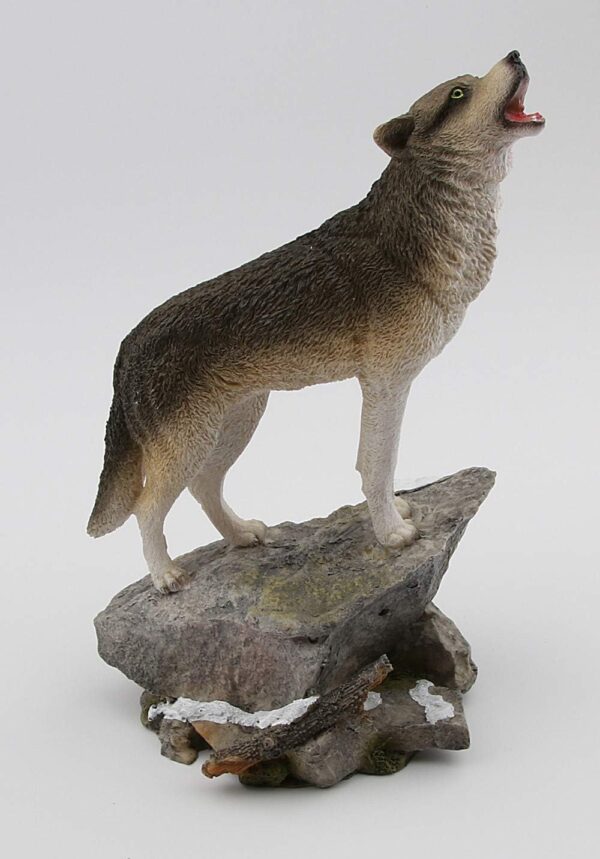 Howling Wolf Figurine on a Rock Grey Wolf Figure for Lodge and Rustic Cabin Decor Statues and Figurines, Wolf Sculpture or Timberwolves Collectible Art Gifts - Image 4
