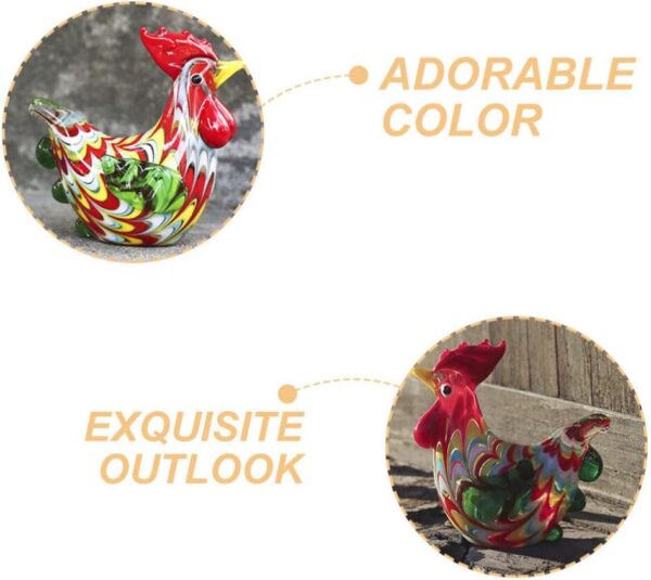 Abaodam Glass Rooster Chicken Figurine Hand Blown Art Glass Rooster Animal Statues Collectible Lass Farm Animals Figurines Unique Gift Home Decor Ornaments, 6.00X5.50X2.80CM, 344519VQM1K5QMNW8 - Image 7