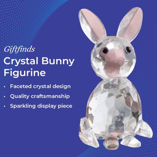 Faceted Crystal Bunny Figurine, Sparkling Cut Glass Rabbit Ornament Collectible, Cute Animal Statue Figurine, Home Décor - Image 2