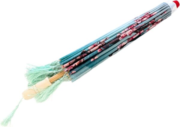 THY COLLECTIBLES Classic Chinese Art Asian Style 33" Silk Parasol Umbrella with Tassels for Wedding Parties, Photography, Costumes, Cosplay, Decoration And Other Events - Image 4