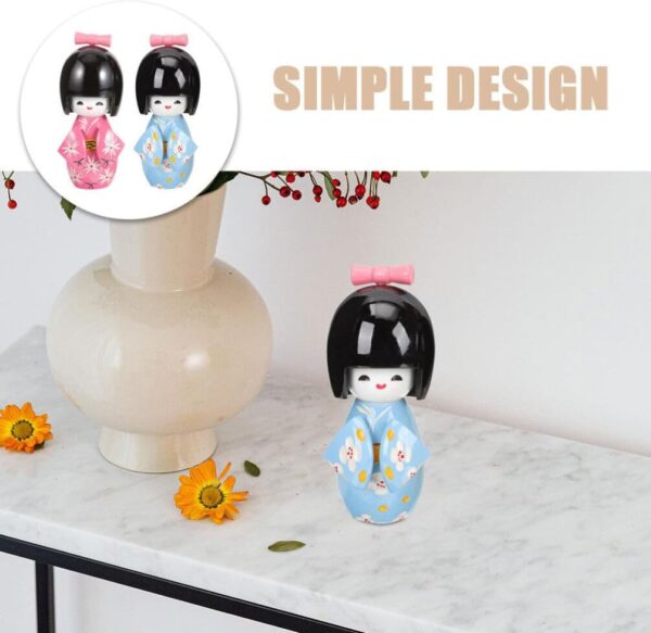 STOBAZA Japanese Wood Kimonos Doll: 2pcs Asian Geisha Doll Kimono Girl Statues Cute Asian Dolls Japanese Art Collectible Figurines for Home Office Bedroom Decorations - Image 7