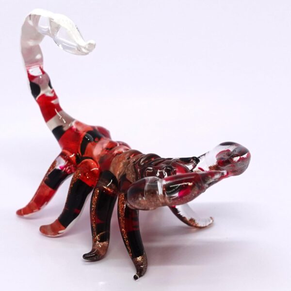 Scorpion Miniature Figurines Animals Hand Painted Blown Glass Art Collectible Gift Decorate (Red White) - Image 3