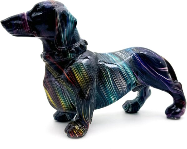 Art Dachshund Dog Statue Figurine Sculpture Resin Collectible Gifts for Dachshund Dog Lover Office Home Decor Desk Accessories Decoration Garden Figurines Outdoor Decor Colorful (Color A) - Image 2