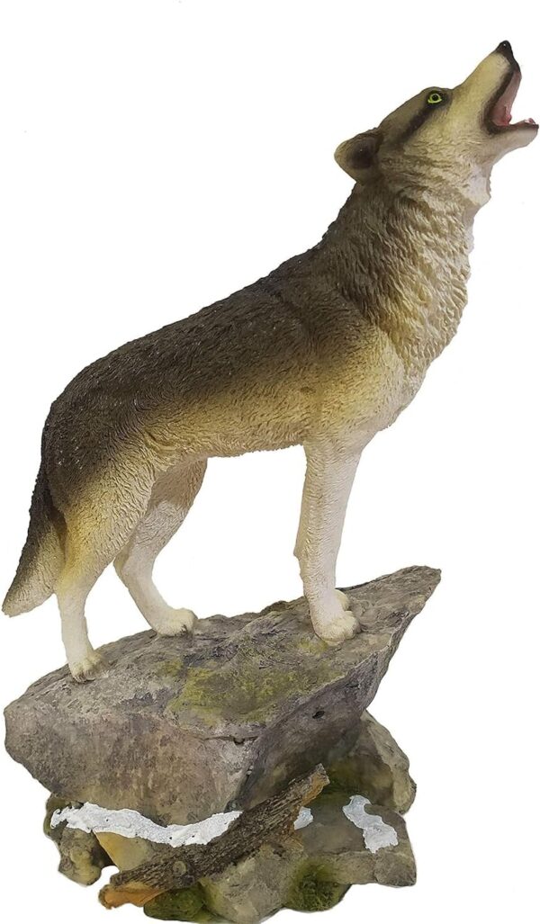 Howling Wolf Figurine on a Rock Grey Wolf Figure for Lodge and Rustic Cabin Decor Statues and Figurines, Wolf Sculpture or Timberwolves Collectible Art Gifts