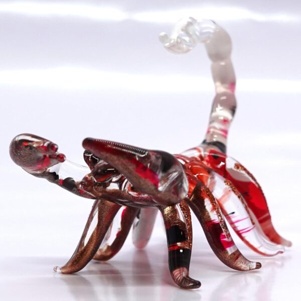 Scorpion Miniature Figurines Animals Hand Painted Blown Glass Art Collectible Gift Decorate (Red White) - Image 5