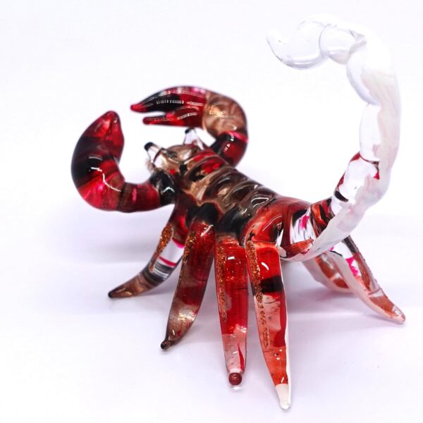 Scorpion Miniature Figurines Animals Hand Painted Blown Glass Art Collectible Gift Decorate (Red White)