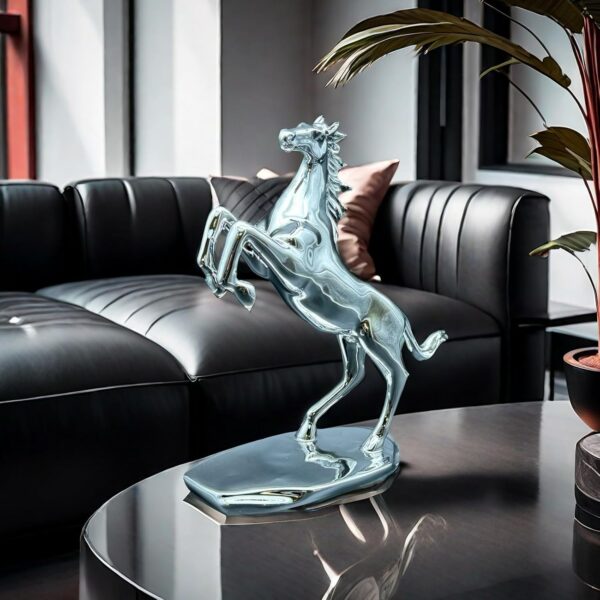 Art Horse Standing Statue Electroplate Figurine Sculpture Resin Collectible Gifts for Horse Lover Office Home Decor Desk Accessories Decoration Tabletop Figurines Outdoor Decor (Silver) - Image 5