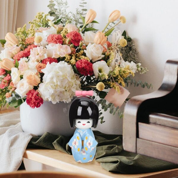 STOBAZA Japanese Wood Kimonos Doll: 2pcs Asian Geisha Doll Kimono Girl Statues Cute Asian Dolls Japanese Art Collectible Figurines for Home Office Bedroom Decorations - Image 5