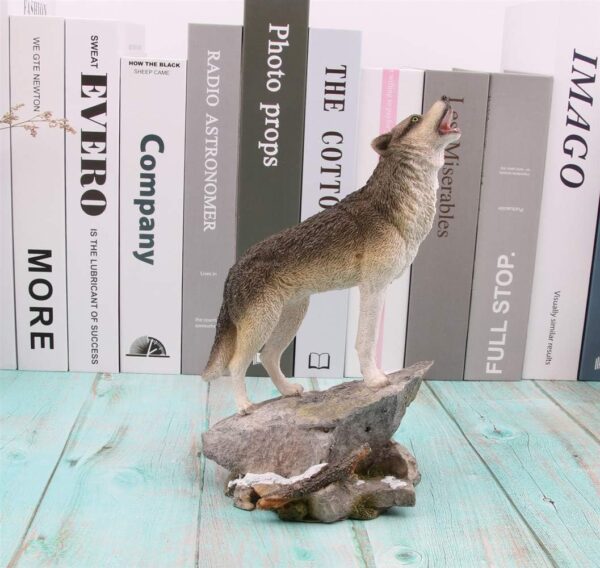 Howling Wolf Figurine on a Rock Grey Wolf Figure for Lodge and Rustic Cabin Decor Statues and Figurines, Wolf Sculpture or Timberwolves Collectible Art Gifts - Image 2