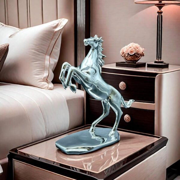 Art Horse Standing Statue Electroplate Figurine Sculpture Resin Collectible Gifts for Horse Lover Office Home Decor Desk Accessories Decoration Tabletop Figurines Outdoor Decor (Silver) - Image 4