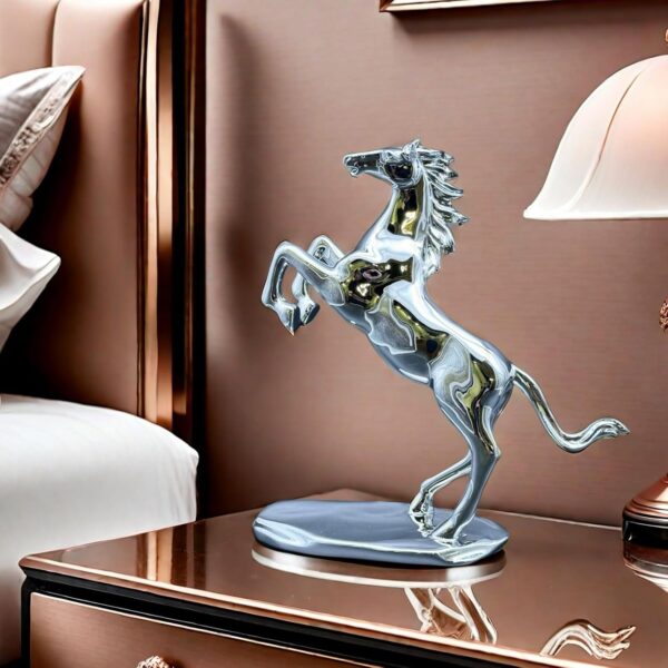 Art Horse Standing Statue Electroplate Figurine Sculpture Resin Collectible Gifts for Horse Lover Office Home Decor Desk Accessories Decoration Tabletop Figurines Outdoor Decor (Silver) - Image 7
