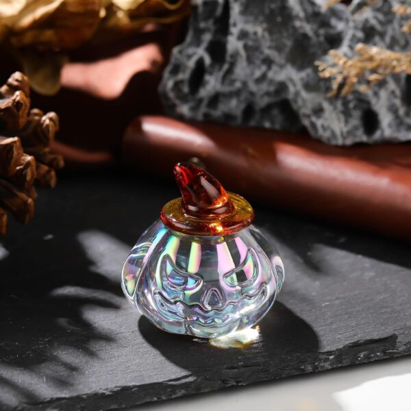 Glass Hand Blown Art Collectible Mini Pumpkin Gifts for Friends, Fall Harvest Thanksgiving Halloween Art Clear Pumpkin with Hats Decoration for Home - Image 5