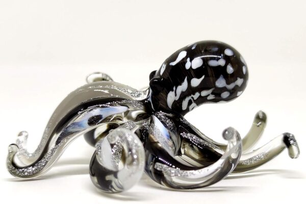 Octopus Miniature Figurines Animals Hand Blown Color Glass Art Collectible Gift Decorate 3.25" (Black White) - Image 6