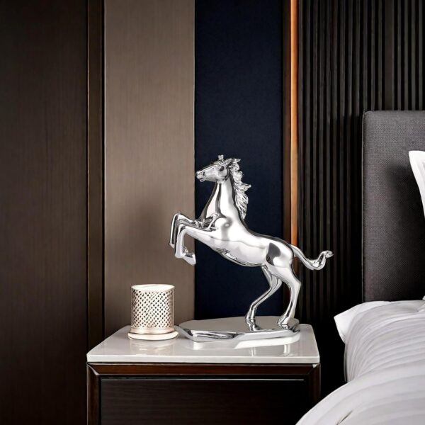 Art Horse Standing Statue Electroplate Figurine Sculpture Resin Collectible Gifts for Horse Lover Office Home Decor Desk Accessories Decoration Tabletop Figurines Outdoor Decor (Silver) - Image 9
