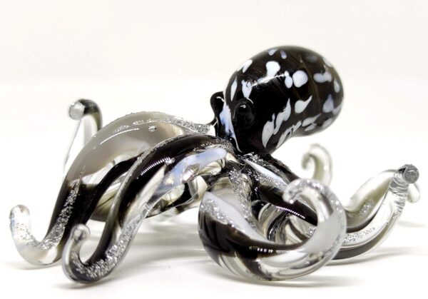 Octopus Miniature Figurines Animals Hand Blown Color Glass Art Collectible Gift Decorate 3.25" (Black White) - Image 5