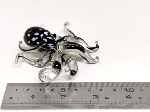 Octopus Miniature Figurines Animals Hand Blown Color Glass Art Collectible Gift Decorate 3.25" (Black White) - Image 2