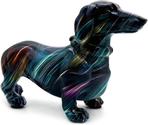 Art Dachshund Dog Statue Figurine Sculpture Resin Collectible Gifts for Dachshund Dog Lover Office Home Decor Desk Accessories Decoration Garden Figurines Outdoor Decor Colorful (Color A) - Image 3